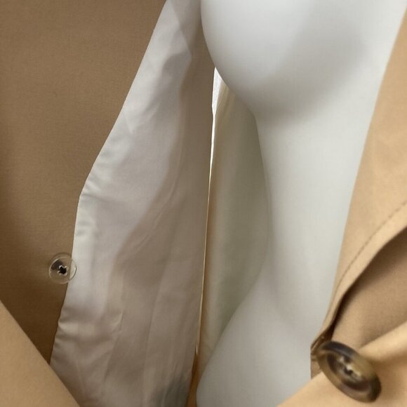 Nine West Sleeveless Trench Vest Womens 2XL Tan White Belted Double Breasted - Picture 13 of 14